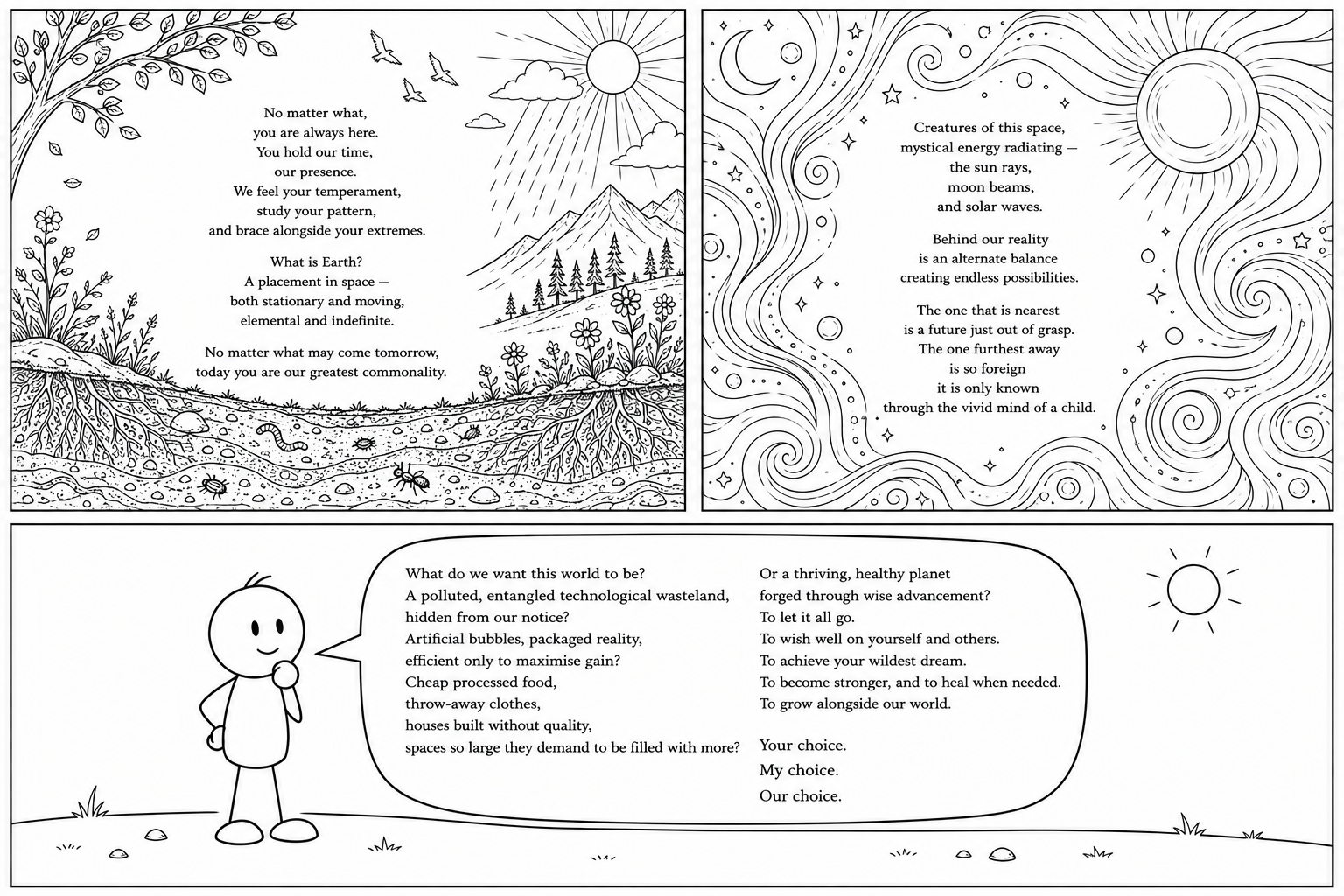 Always Here – three Earth poems for colouring